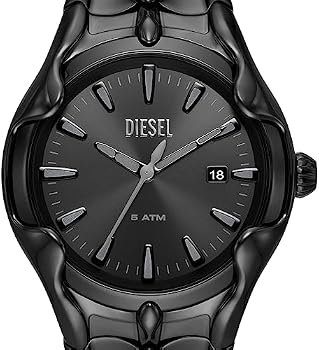Diesel Men's Black Stainless Steel Vert Analogue Watch, 44mm